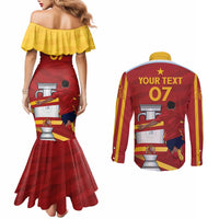 Spain Campeones Custom Couples Matching Mermaid Dress and Long Sleeve Button Shirt Reyes de Europa