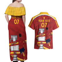 Spain Campeones Custom Couples Matching Off Shoulder Maxi Dress and Hawaiian Shirt Reyes de Europa LT7 - Wonder Print Shop