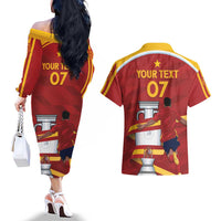 Spain Campeones Custom Couples Matching Off The Shoulder Long Sleeve Dress and Hawaiian Shirt Reyes de Europa LT7 - Wonder Print Shop