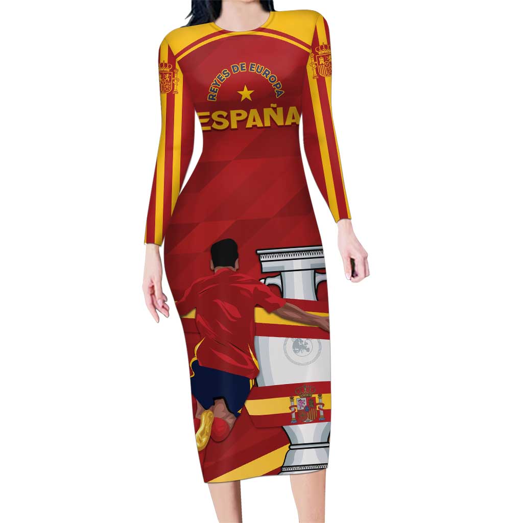 Spain Campeones Custom Family Matching Long Sleeve Bodycon Dress and Hawaiian Shirt Reyes de Europa LT7 - Wonder Print Shop