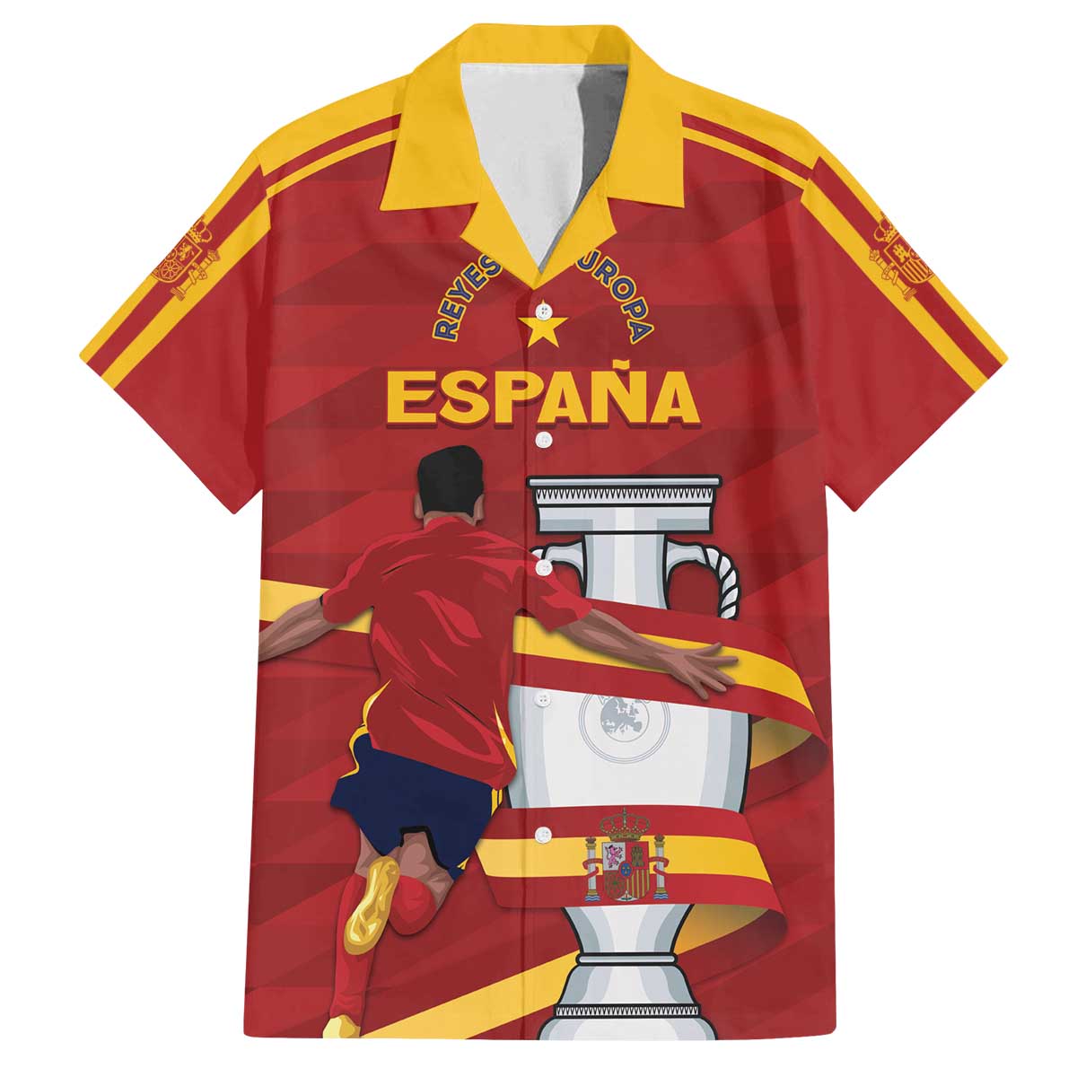 Spain Campeones Custom Family Matching Off The Shoulder Long Sleeve Dress and Hawaiian Shirt Reyes de Europa - Wonder Print Shop