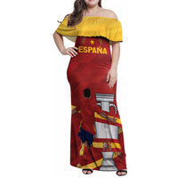 Spain Campeones Custom Family Matching Off Shoulder Maxi Dress and Hawaiian Shirt Reyes de Europa LT7 - Wonder Print Shop