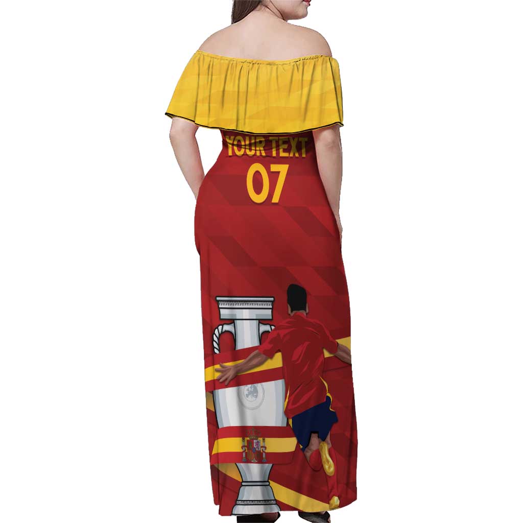 Spain Campeones Custom Family Matching Off Shoulder Maxi Dress and Hawaiian Shirt Reyes de Europa LT7 - Wonder Print Shop
