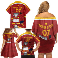 Spain Campeones Custom Family Matching Off Shoulder Short Dress and Hawaiian Shirt Reyes de Europa LT7 - Wonder Print Shop