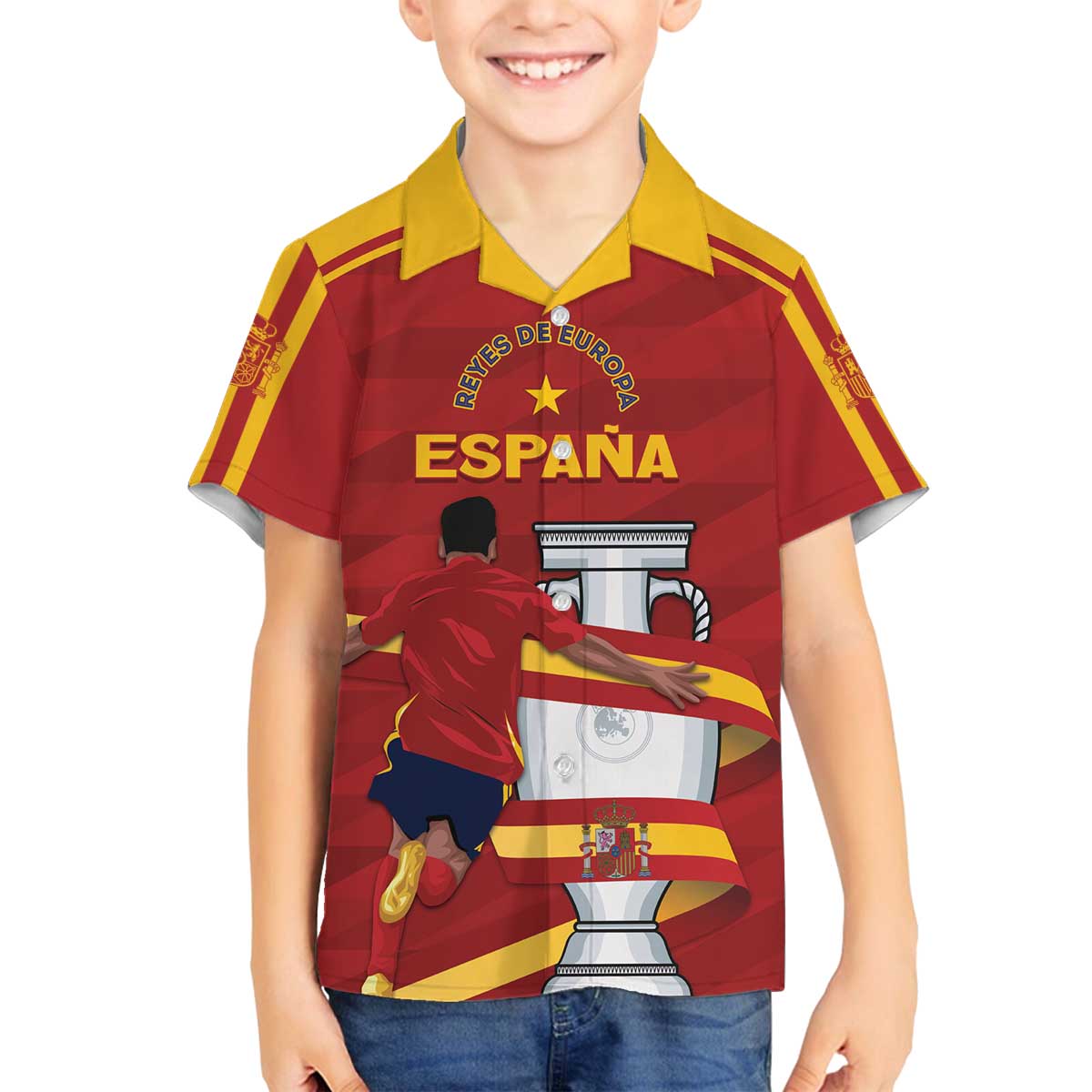 Spain Campeones Custom Family Matching Puletasi and Hawaiian Shirt Reyes de Europa - Wonder Print Shop