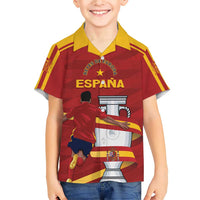 Spain Campeones Custom Family Matching Short Sleeve Bodycon Dress and Hawaiian Shirt Reyes de Europa - Wonder Print Shop