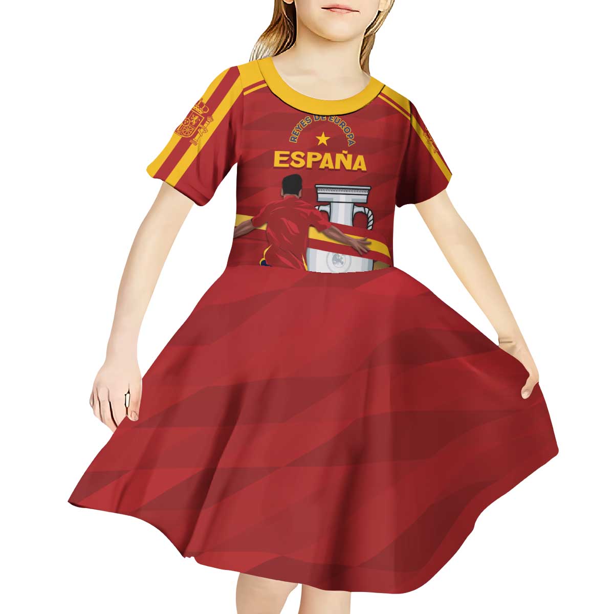 Spain Campeones Custom Kid Short Sleeve Dress Reyes de Europa - Wonder Print Shop