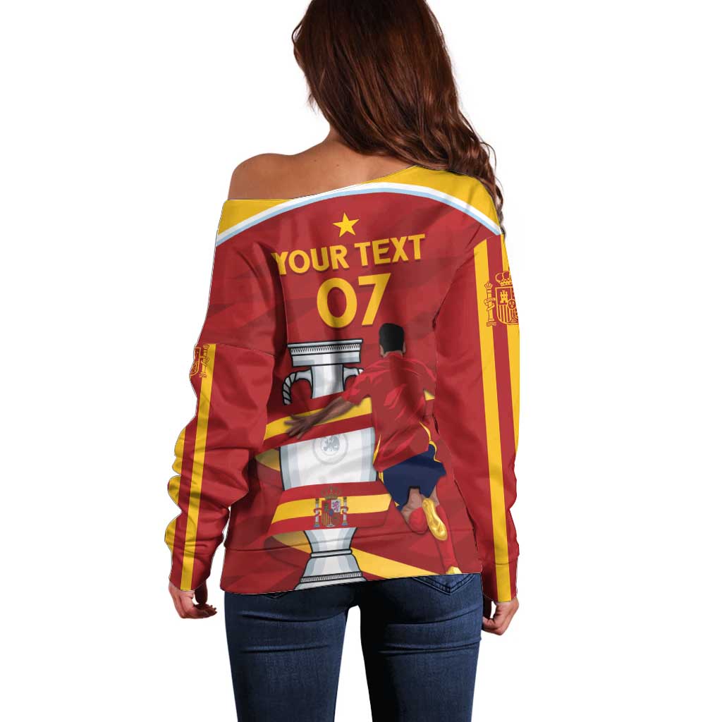 Spain Campeones Custom Off Shoulder Sweater Reyes de Europa - Wonder Print Shop