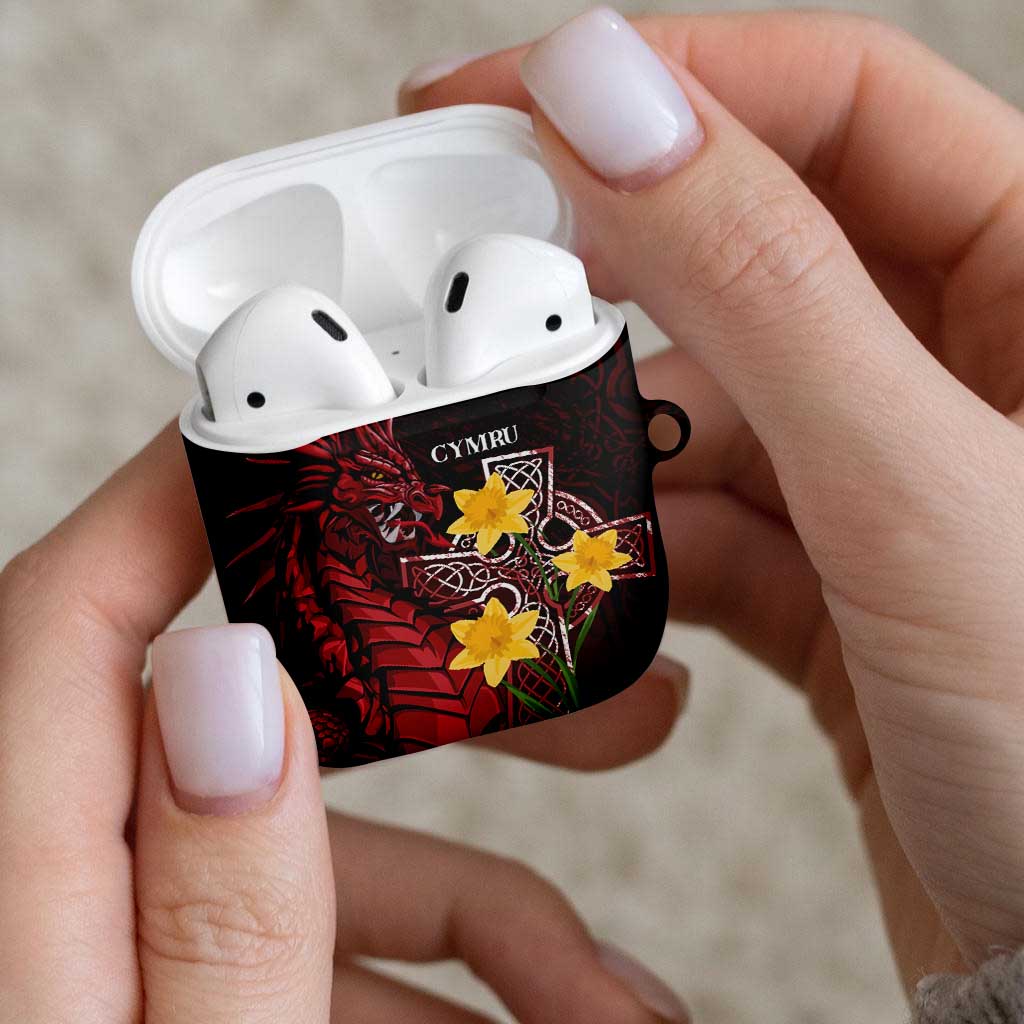 Wales Cymru Am Byth AirPods Case Welsh Dragon with Celtic Cross - Wonder Print Shop