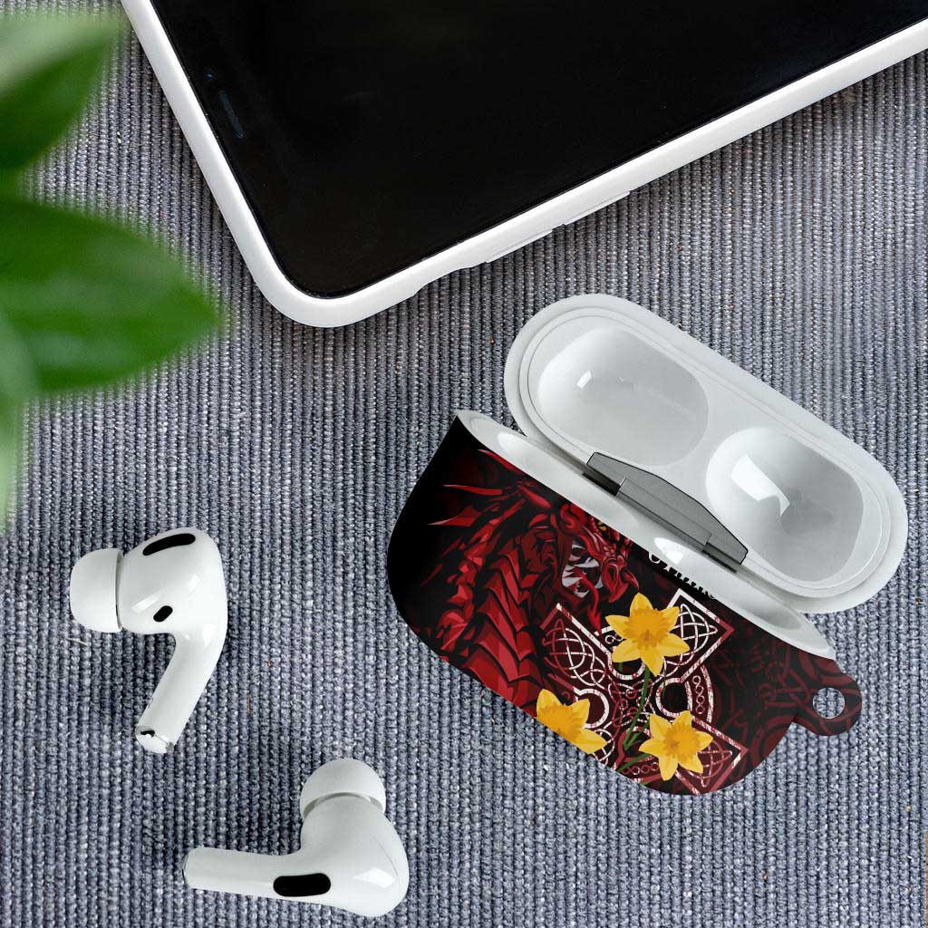 Wales Cymru Am Byth AirPods Case Welsh Dragon with Celtic Cross - Wonder Print Shop