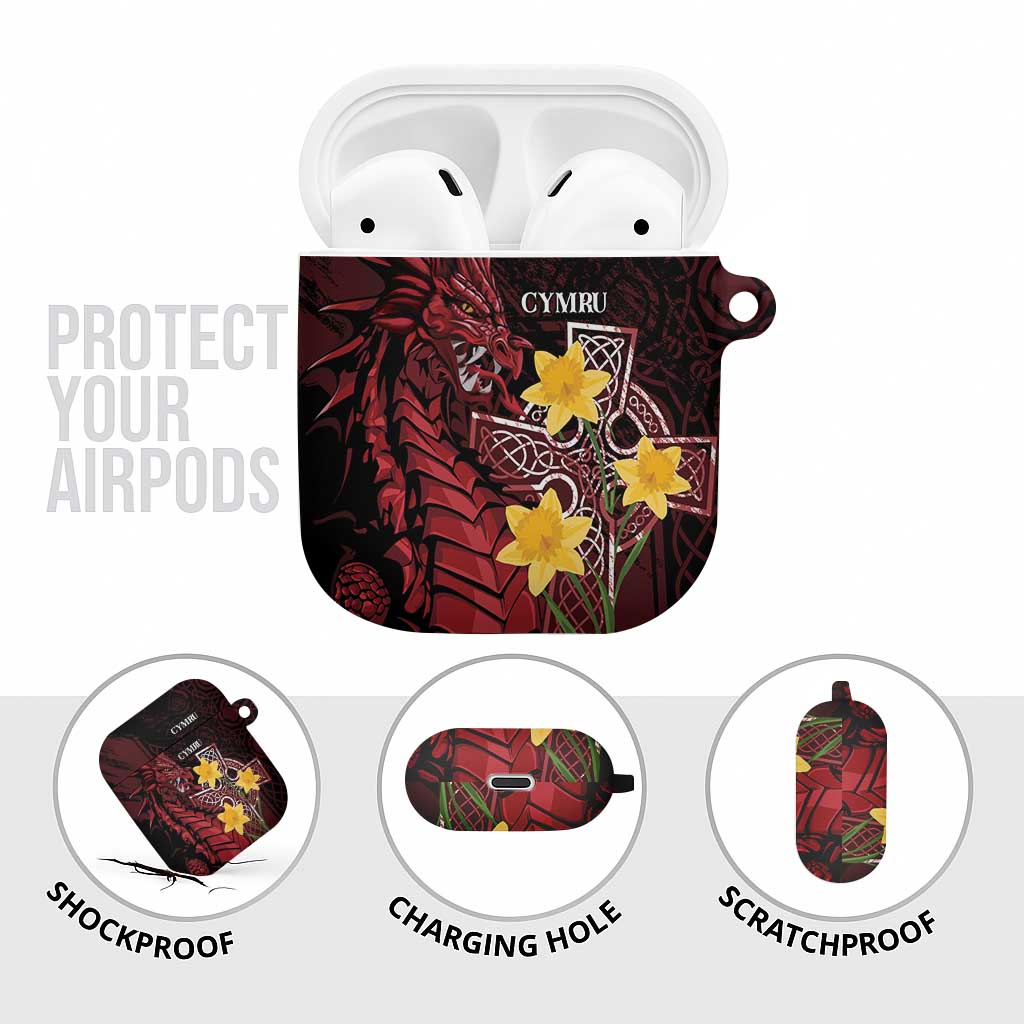 Wales Cymru Am Byth AirPods Case Welsh Dragon with Celtic Cross - Wonder Print Shop