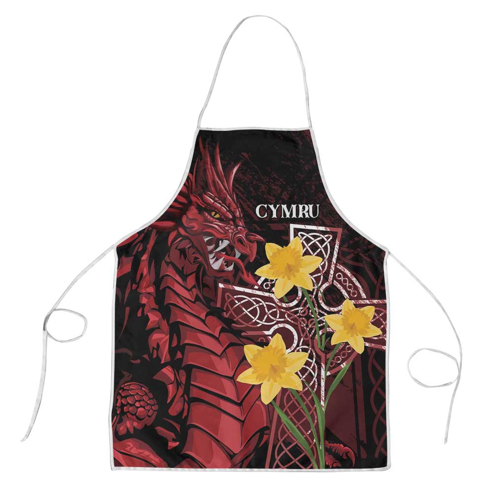 Wales Cymru Am Byth Apron Welsh Dragon with Celtic Cross - Wonder Print Shop