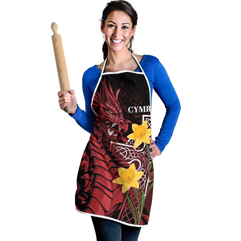 Wales Cymru Am Byth Apron Welsh Dragon with Celtic Cross - Wonder Print Shop