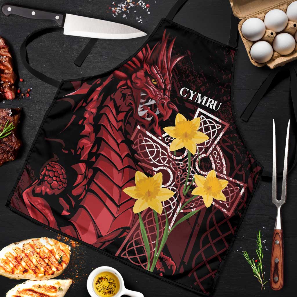 Wales Cymru Am Byth Apron Welsh Dragon with Celtic Cross - Wonder Print Shop