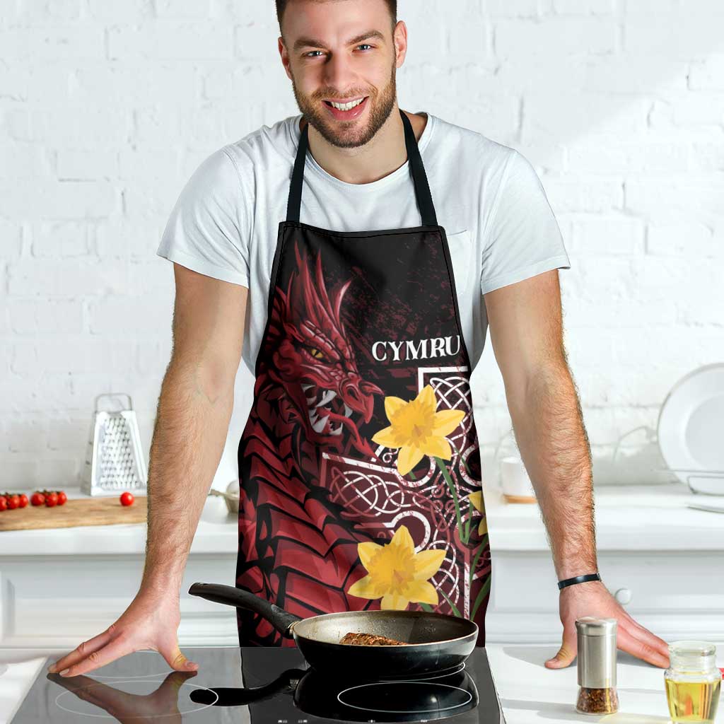 Wales Cymru Am Byth Apron Welsh Dragon with Celtic Cross - Wonder Print Shop