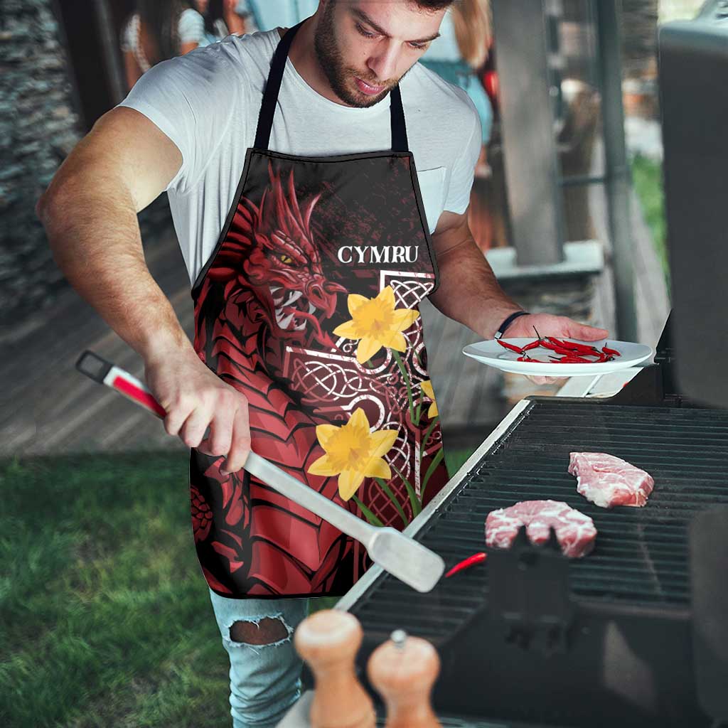 Wales Cymru Am Byth Apron Welsh Dragon with Celtic Cross - Wonder Print Shop