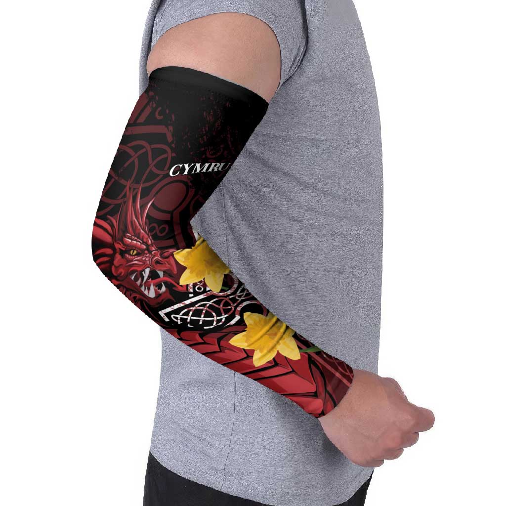 Wales Cymru Am Byth Arm Sleeves Welsh Dragon with Celtic Cross - Wonder Print Shop