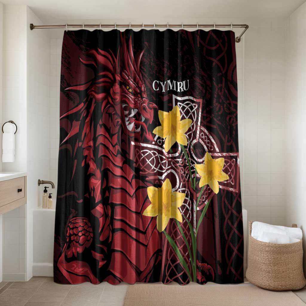 Wales Cymru Am Byth Bathroom Set Welsh Dragon with Celtic Cross - Wonder Print Shop