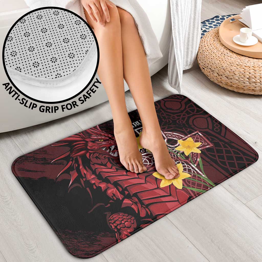 Wales Cymru Am Byth Bathroom Set Welsh Dragon with Celtic Cross - Wonder Print Shop