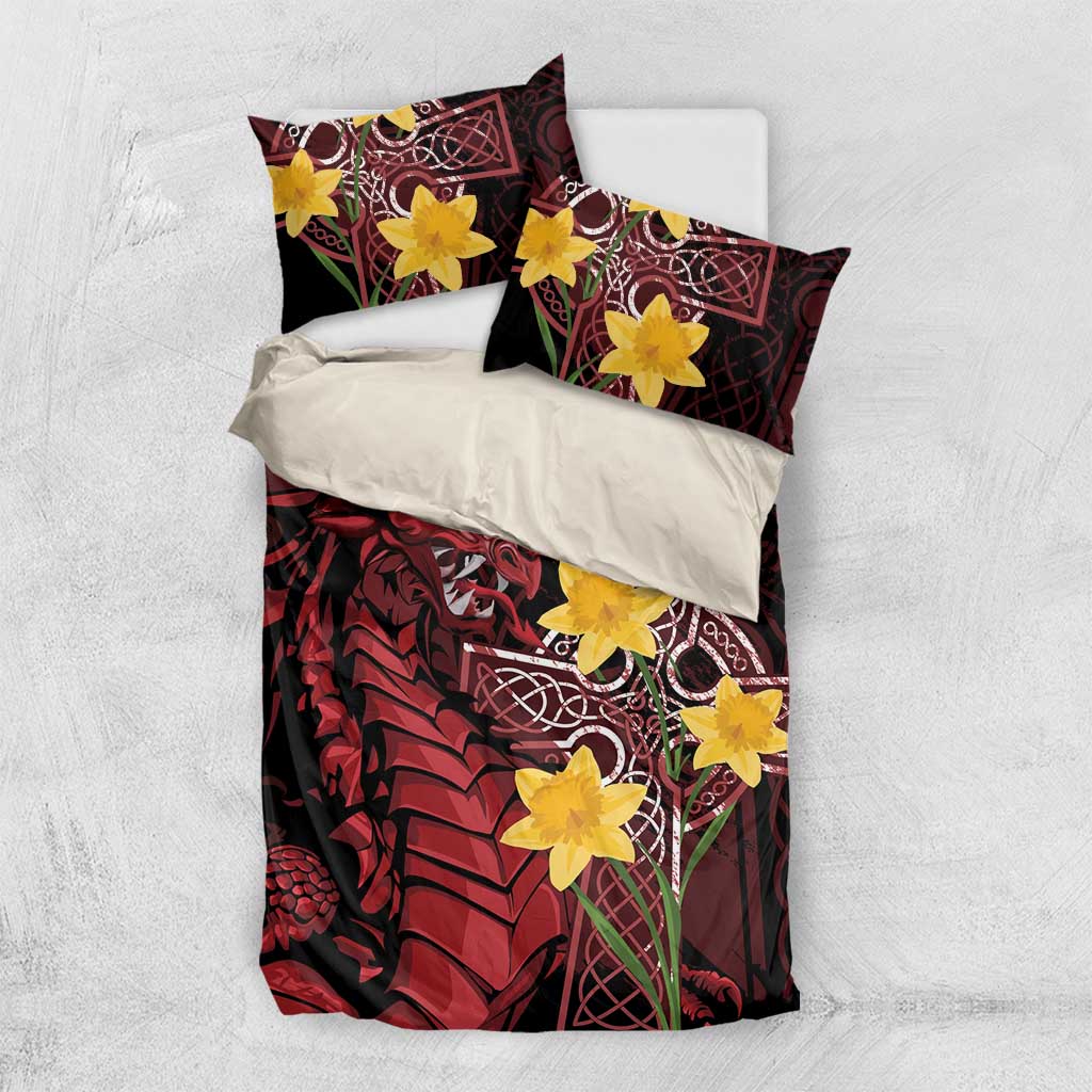Wales Cymru Am Byth Bedding Set Welsh Dragon with Celtic Cross - Wonder Print Shop