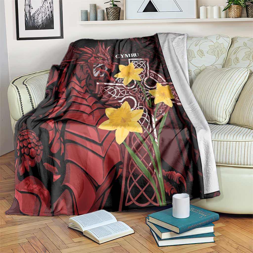 Wales Cymru Am Byth Blanket Welsh Dragon with Celtic Cross - Wonder Print Shop