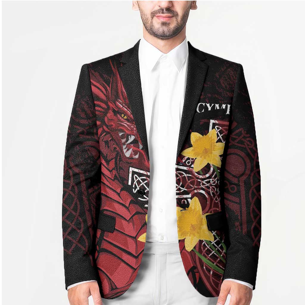 Wales Cymru Am Byth Blazer Welsh Dragon with Celtic Cross - Wonder Print Shop