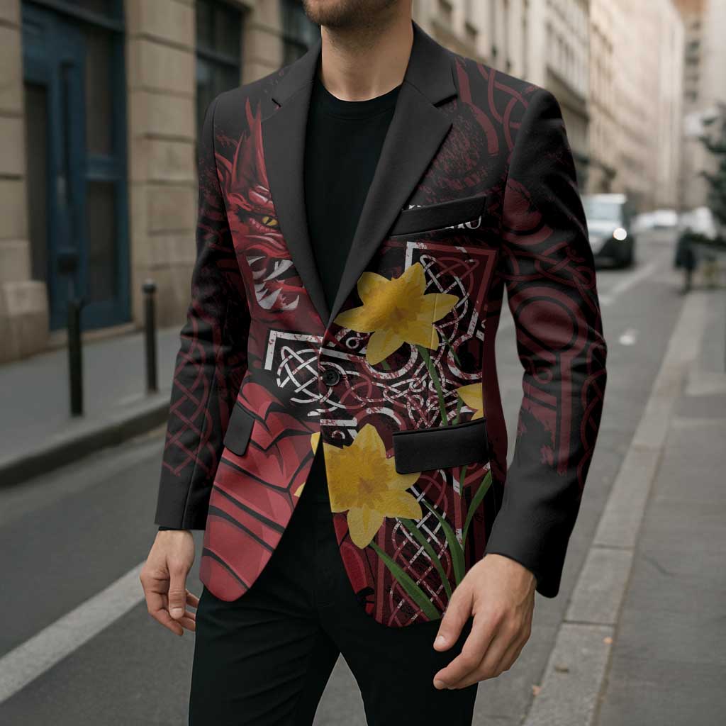 Wales Cymru Am Byth Blazer Welsh Dragon with Celtic Cross - Wonder Print Shop