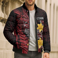 Wales Cymru Am Byth Bomber Puffer Jacket Welsh Dragon with Celtic Cross - Wonder Print Shop