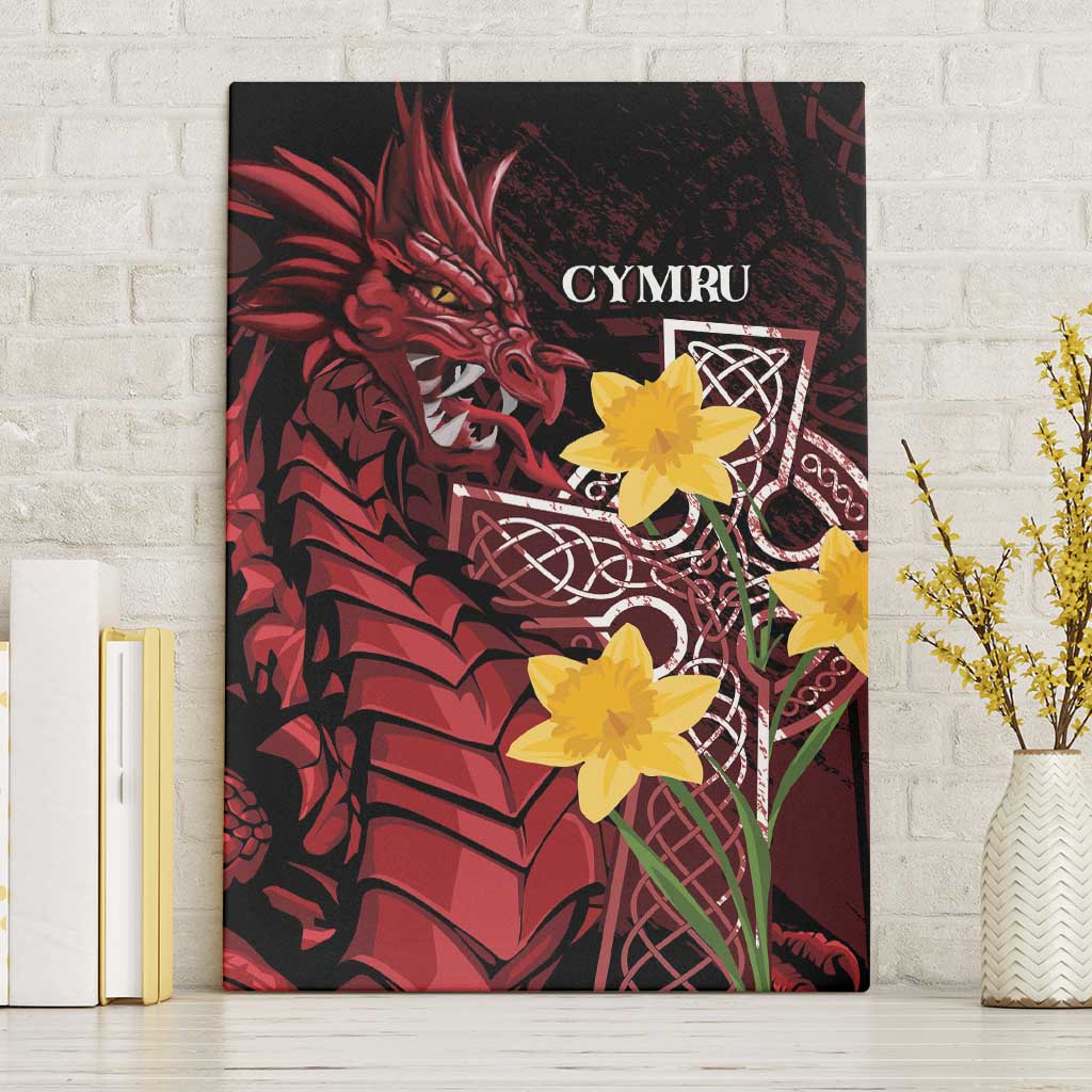 Wales Cymru Am Byth Canvas Wall Art Welsh Dragon with Celtic Cross - Wonder Print Shop