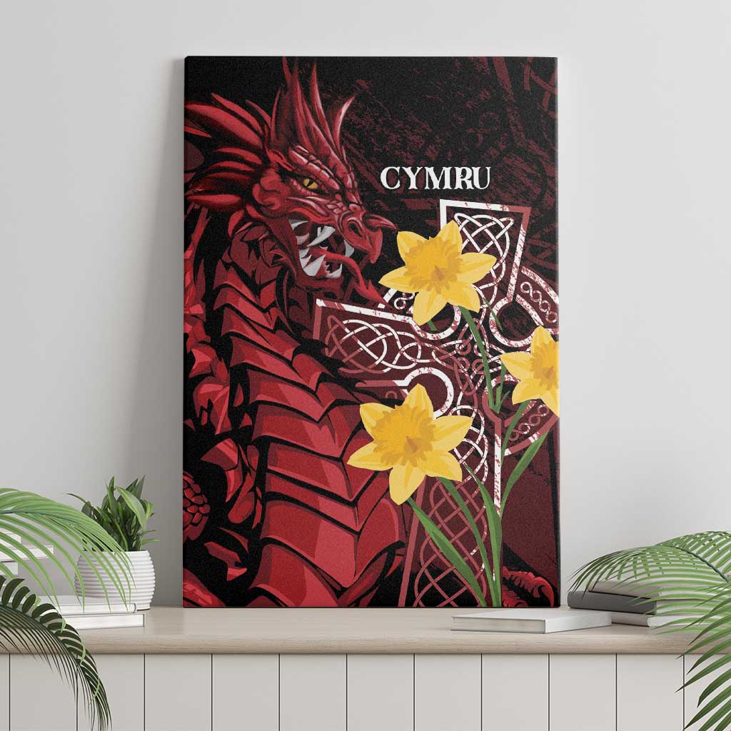 Wales Cymru Am Byth Canvas Wall Art Welsh Dragon with Celtic Cross - Wonder Print Shop