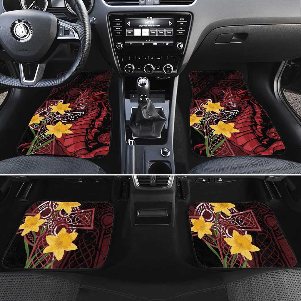 Wales Cymru Am Byth Car Mats Welsh Dragon with Celtic Cross - Wonder Print Shop