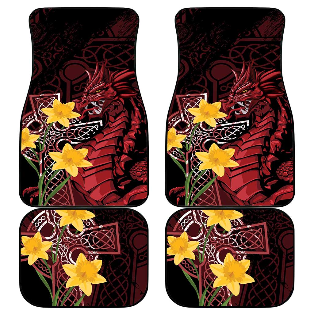 Wales Cymru Am Byth Car Mats Welsh Dragon with Celtic Cross - Wonder Print Shop
