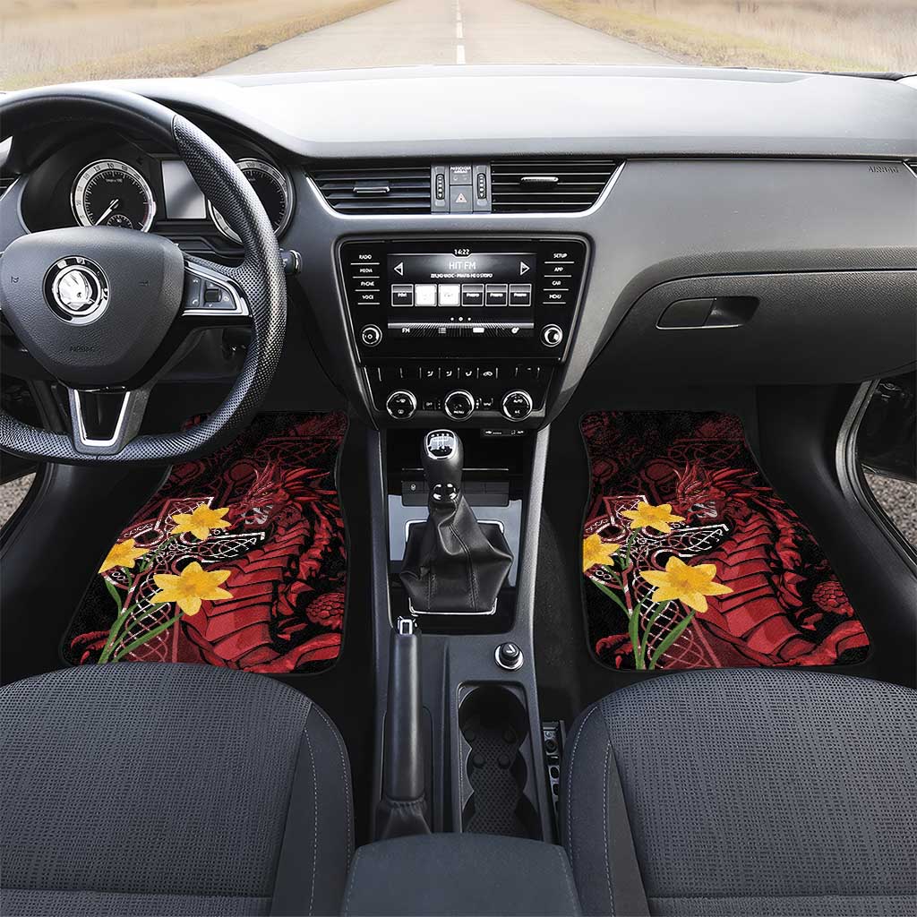 Wales Cymru Am Byth Car Mats Welsh Dragon with Celtic Cross - Wonder Print Shop