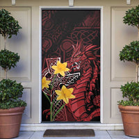 Wales Cymru Am Byth Door Cover Welsh Dragon with Celtic Cross - Wonder Print Shop