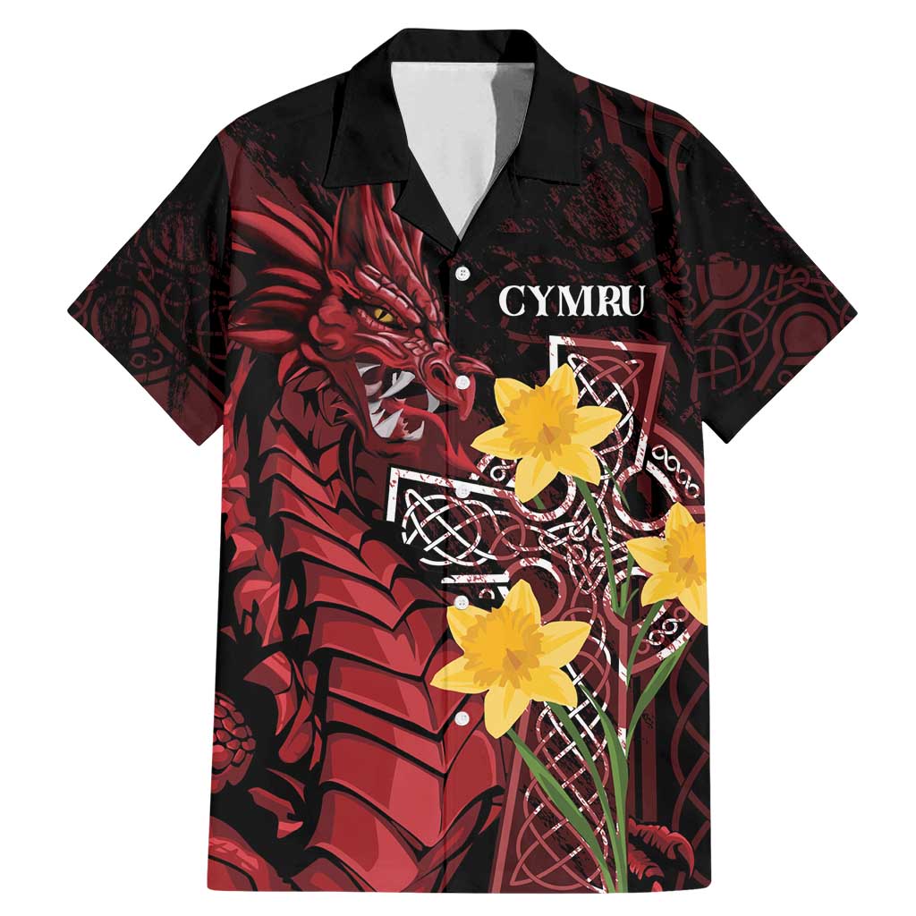Wales Cymru Am Byth Family Matching Mermaid Dress and Hawaiian Shirt Welsh Dragon with Celtic Cross - Wonder Print Shop