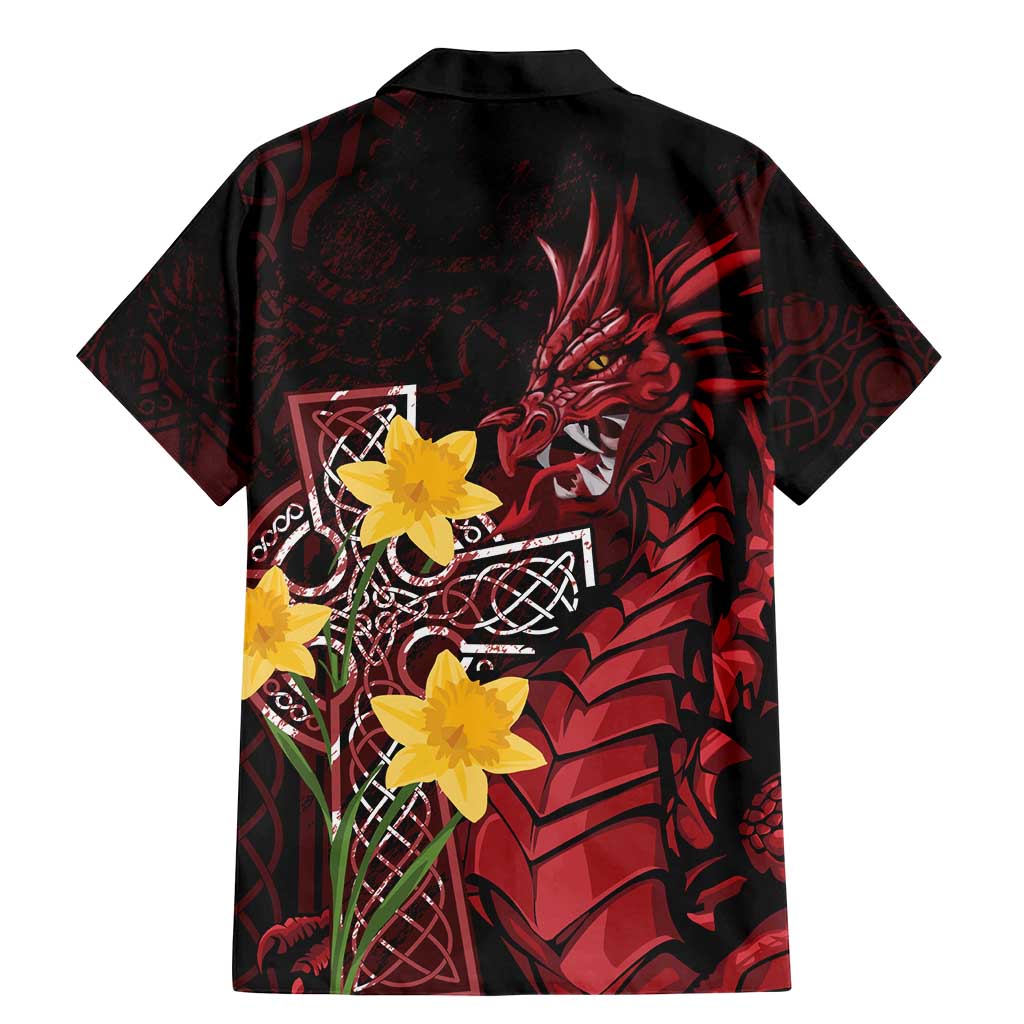 Wales Cymru Am Byth Family Matching Mermaid Dress and Hawaiian Shirt Welsh Dragon with Celtic Cross - Wonder Print Shop