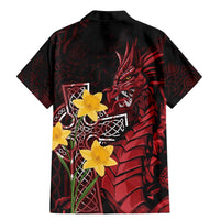 Wales Cymru Am Byth Family Matching Mermaid Dress and Hawaiian Shirt Welsh Dragon with Celtic Cross - Wonder Print Shop
