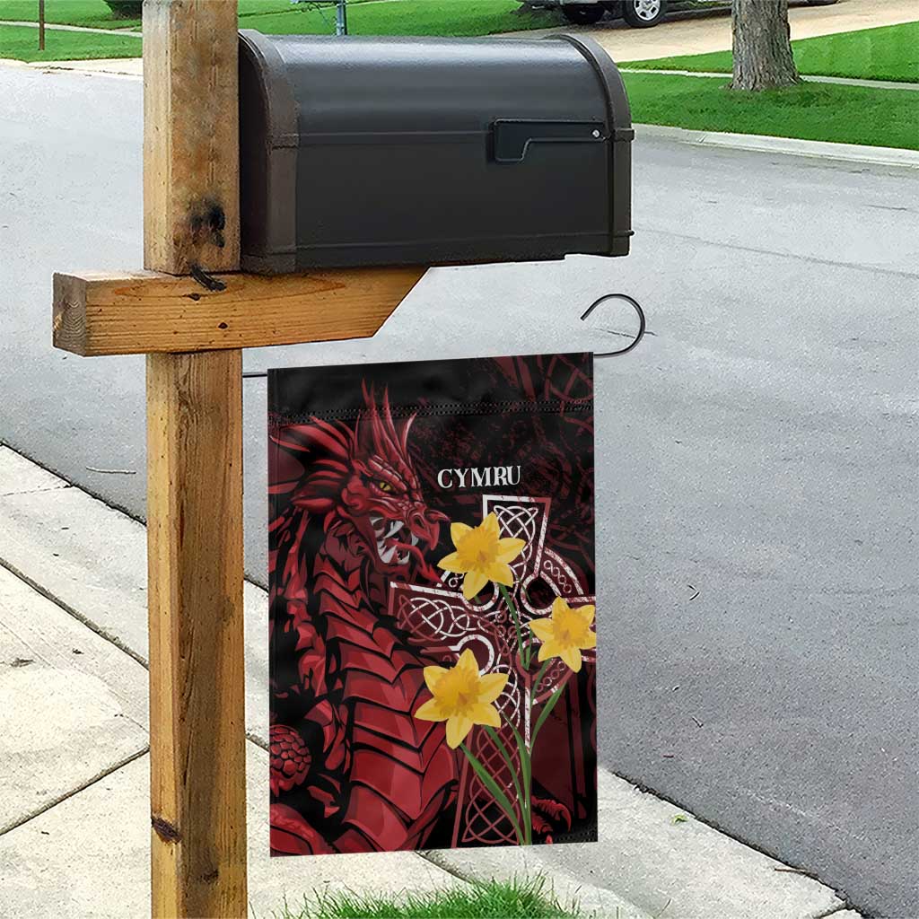 Wales Cymru Am Byth Garden Flag Welsh Dragon with Celtic Cross - Wonder Print Shop