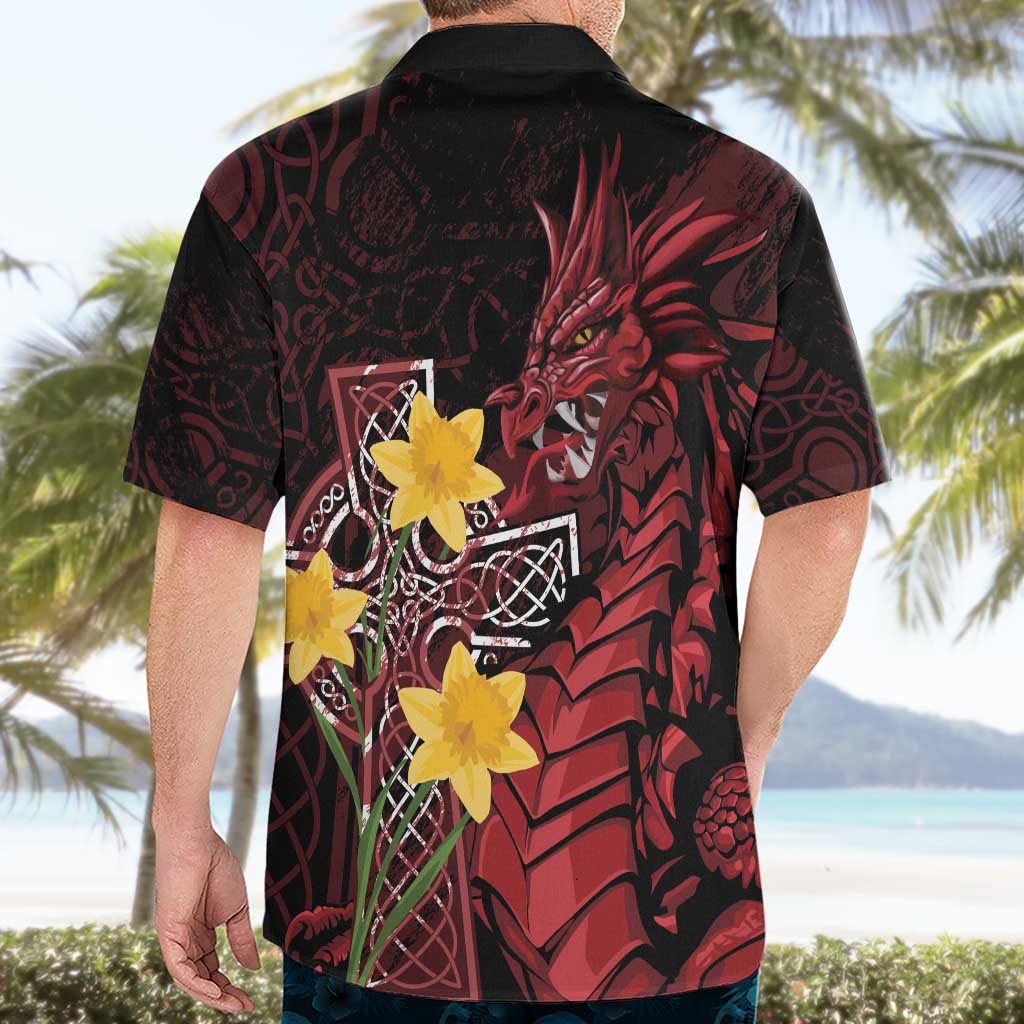 Wales Cymru Am Byth Hawaiian Shirt Welsh Dragon with Celtic Cross - Wonder Print Shop
