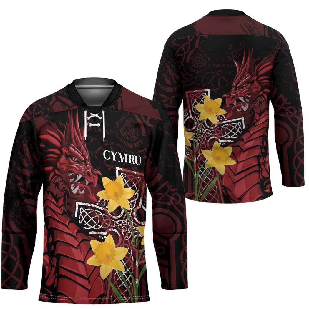 Wales Cymru Am Byth Hockey Jersey Welsh Dragon with Celtic Cross LT7
