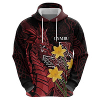 Wales Cymru Am Byth Hoodie Welsh Dragon with Celtic Cross - Wonder Print Shop