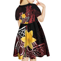 Wales Cymru Am Byth Kid Short Sleeve Dress Welsh Dragon with Celtic Cross - Wonder Print Shop