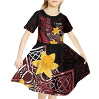 Wales Cymru Am Byth Kid Short Sleeve Dress Welsh Dragon with Celtic Cross - Wonder Print Shop