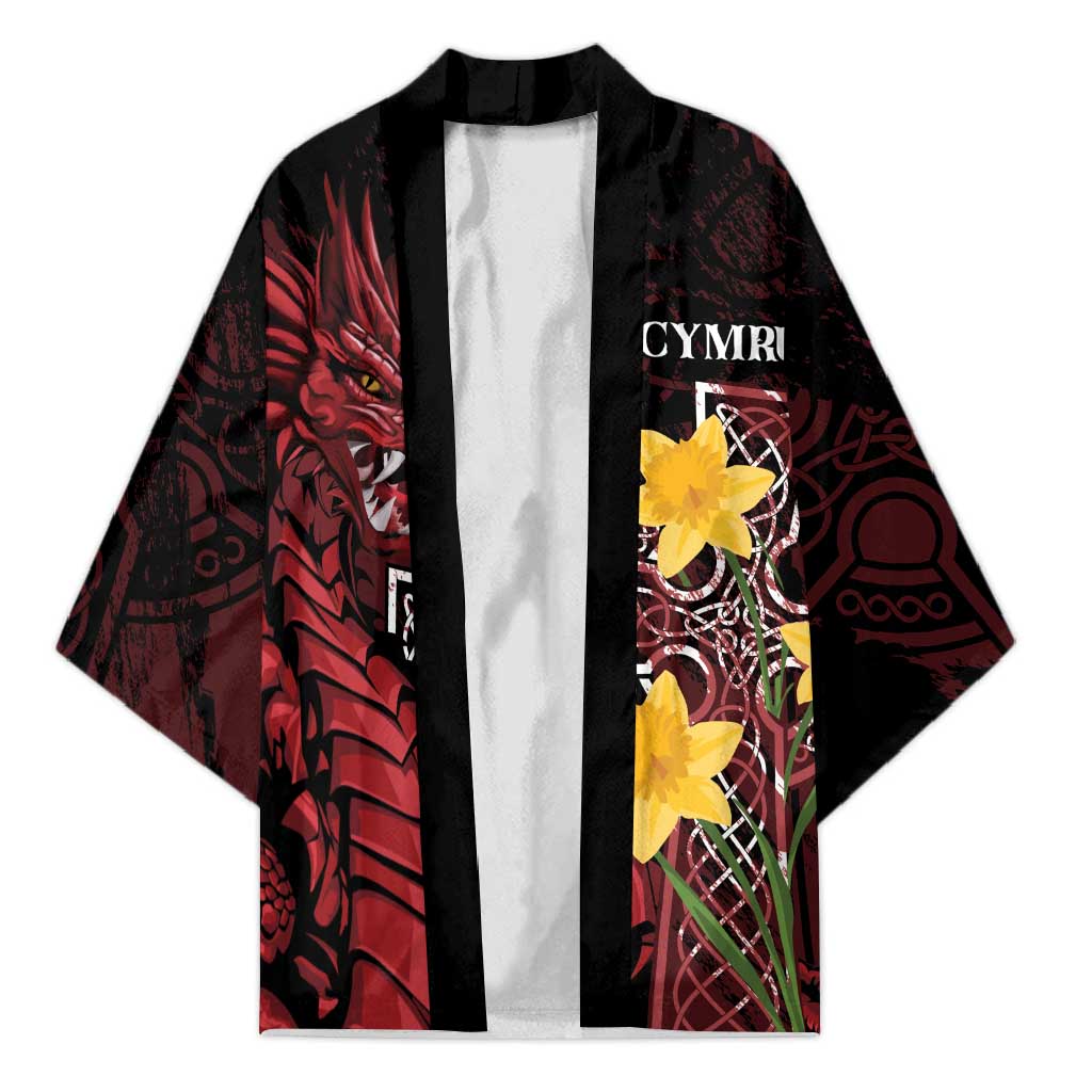 Wales Cymru Am Byth Kimono Welsh Dragon with Celtic Cross - Wonder Print Shop