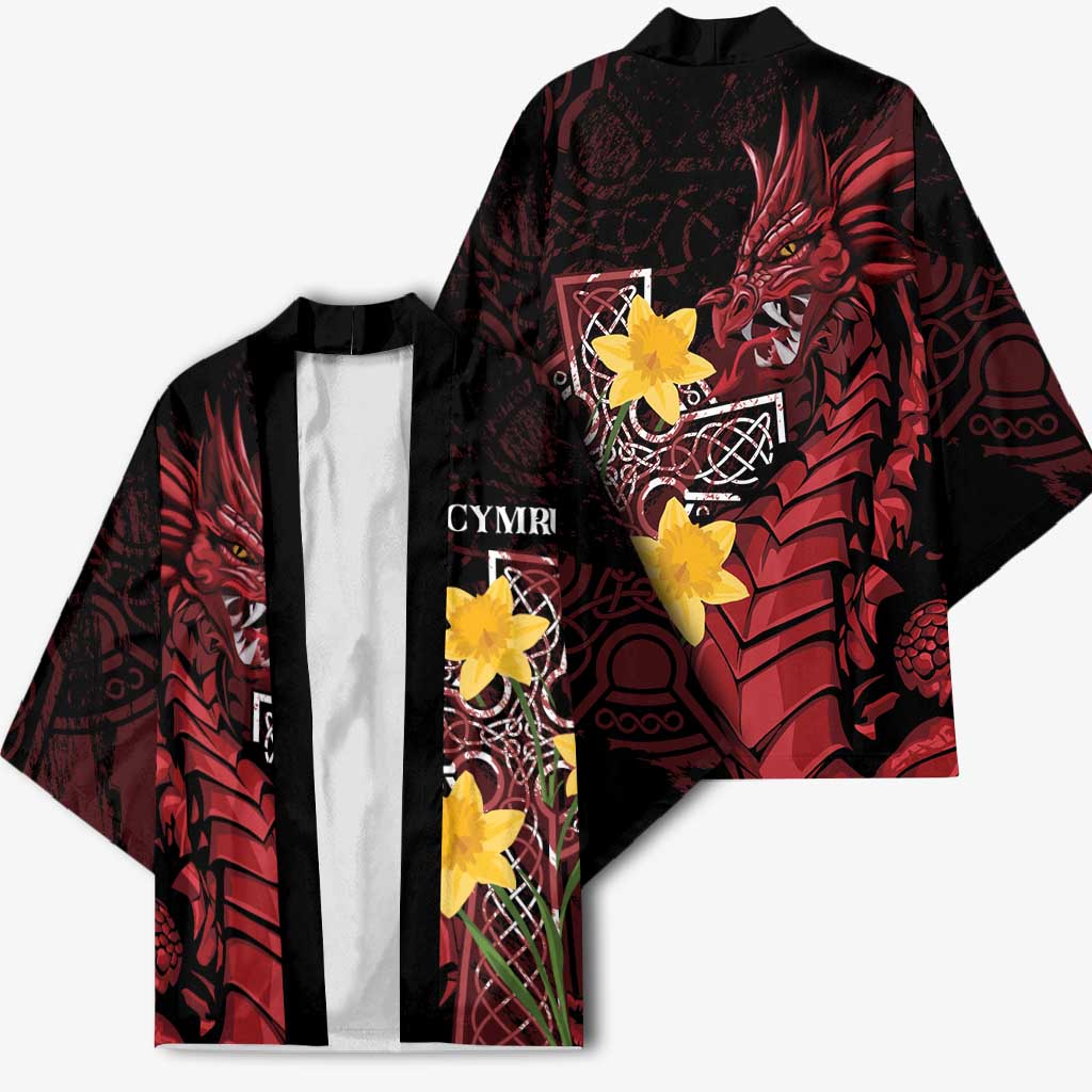 Wales Cymru Am Byth Kimono Welsh Dragon with Celtic Cross - Wonder Print Shop