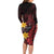 Wales Cymru Am Byth Long Sleeve Bodycon Dress Welsh Dragon with Celtic Cross - Wonder Print Shop