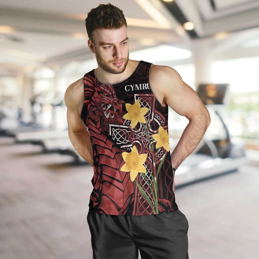 Wales Cymru Am Byth Men Tank Top Welsh Dragon with Celtic Cross - Wonder Print Shop
