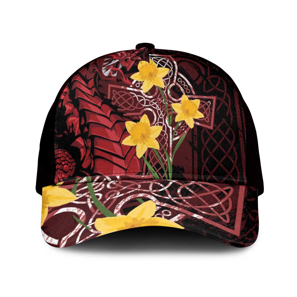 Wales Cymru Am Byth Mesh Trucker Cap Welsh Dragon with Celtic Cross - Wonder Print Shop