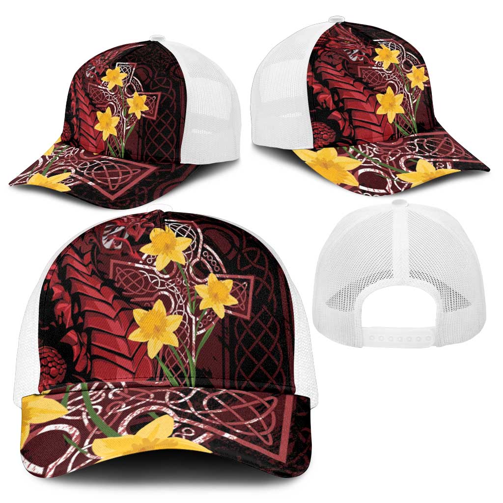 Wales Cymru Am Byth Mesh Trucker Cap Welsh Dragon with Celtic Cross - Wonder Print Shop