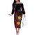 Wales Cymru Am Byth Off The Shoulder Long Sleeve Dress Welsh Dragon with Celtic Cross - Wonder Print Shop